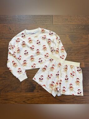 American Eagle Holiday Teddy bear super soft pajama matching set